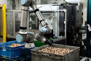 Universal Robots Cobots being used for bin picking