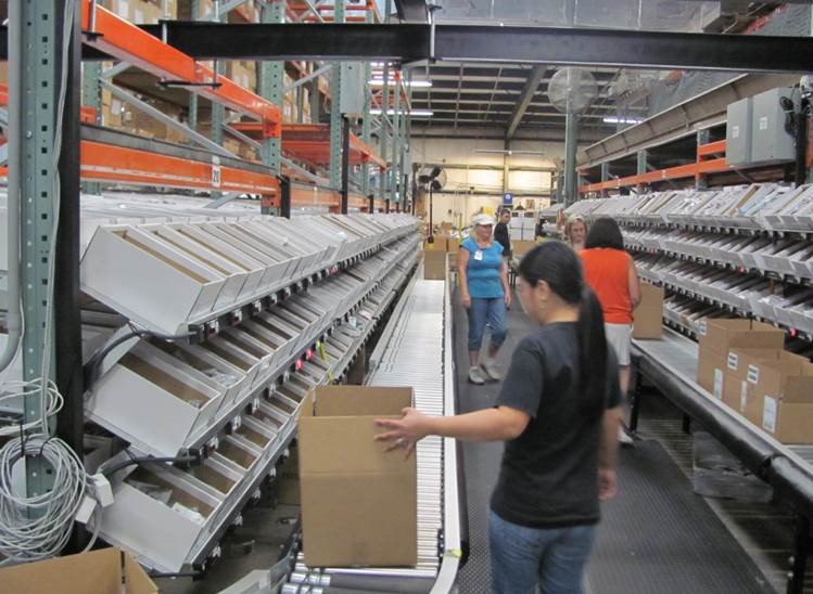 Pick-to-light-order-picker-conveyor