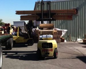 Propane truck in lumber yard