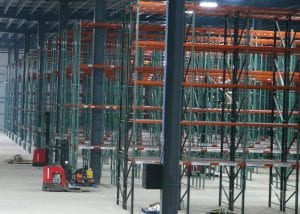 Raymond-lift-trucks-in-Ridgurak-High-Bay-Racking