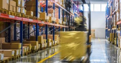 Speeding-forklift-in-warehouse