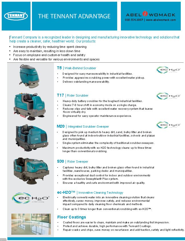 Tennant Sweepers and Scrubbers flyer
