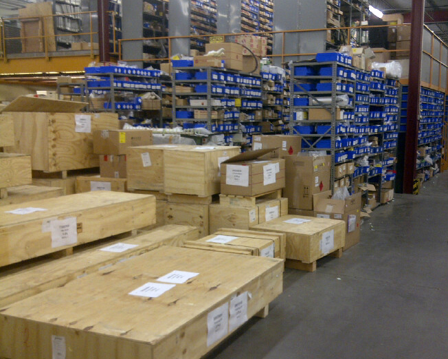 Cases on warehouse floor