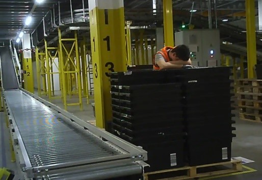 Warehouse worker with heat exhaustion